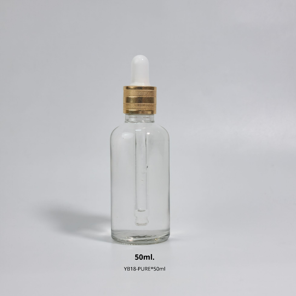 ขวดแก้วพร้อมดรอปเปอร์(ฝาเอสเต้ทอง จุกขาว)ขนาด 5ml 10ml 15ml 20ml 30ml 50ml 100mlหัวบีบหยด ใส่เซรั่ม เอสเซ้นต์ ขวดแบ่ง