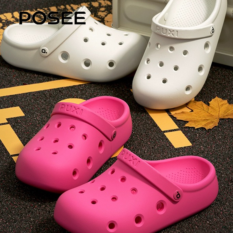 POSEE BEAN Croc-style รองเท้าหัวโต รัดส้นหัวโต รองเท้าแตะ กันลื่น เหมาะกับเดินชายหาด แฟชั่นฤดูร้อน ส
