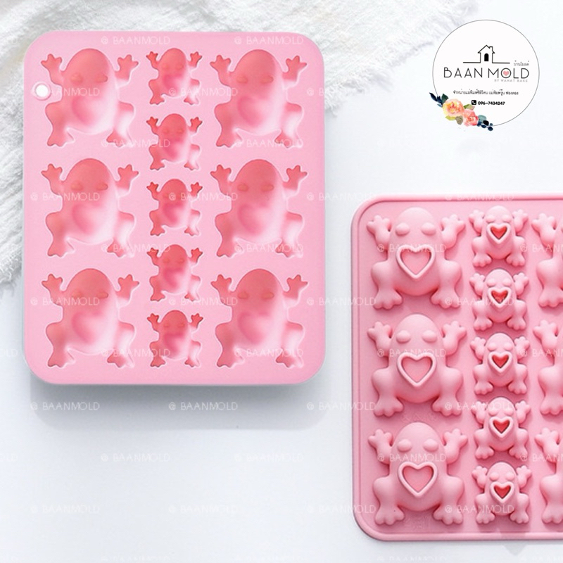 (พร้อมส่ง) แม่พิมพ์ซิลิโคนสามมิติ พิมพ์ช็อคโกแลต วุ้น ขนม เทียนหอม แม่พิมพ์กบ 11 ช่อง frog mold - รูปที่ 2