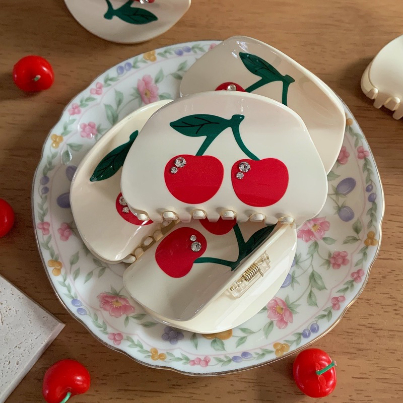 🍒 พร้อมส่งจากไทย 〰️ กิ๊บหนีบผม 🍒🍎🍮 GTN. x 6.5 cm Cherry Bun Hair Claw 💫👀🍒🍧 กิ๊บเชอรี่ - รูปที่ 2