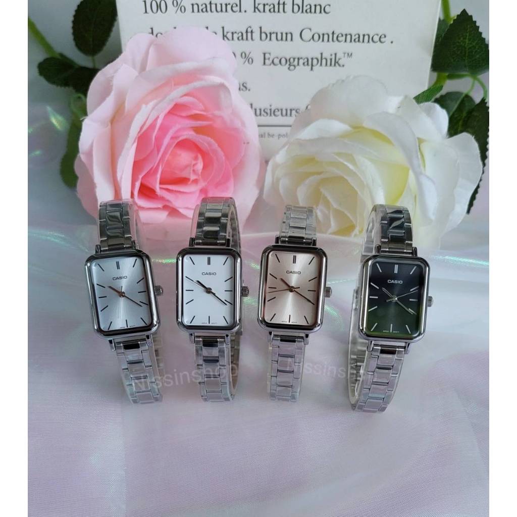 นาฬิกา Casio รุ่น LTP-V009D,LTP-V009G นาฬิกาผู้หญิงสายแสตนเลส หน้าปัดสี่เหลี่ยม - ของแท้ 100% รับประกันสินค้า1ปี