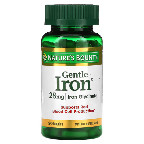 Nature's Bounty Gentle Iron 28 mg, 90 Capsules สำหรับเสริมธาตุเหล็ก