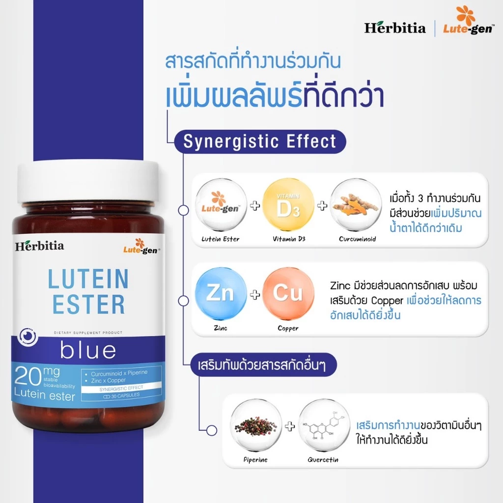 Herbitia Lutein Ester Day Blue Black เฮอร์บิเทีย ลูทีน เอสเทอร์ วิตามินบำรุงสายตา บำรุงดวงตา Lutegen thumbnail 6