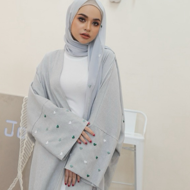 ABAYA ZARA HAIT เสื้อคลุมอาบาย่า ปักรูปหัวใจ ▪️แถมฟรีผ้าคลุม▪️