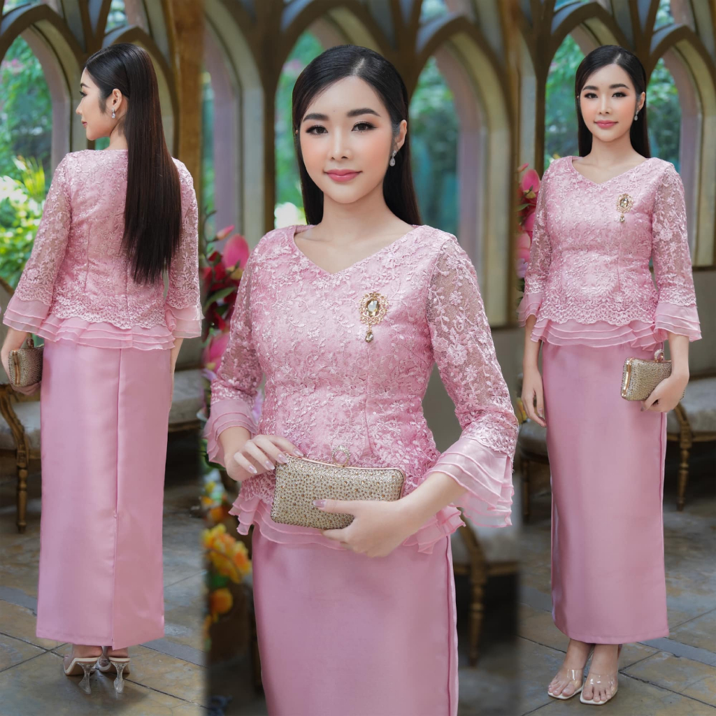 GBK ชุดออกงาน งานแต่ง ชุดงานบวช  มี2สี รหัส 1019