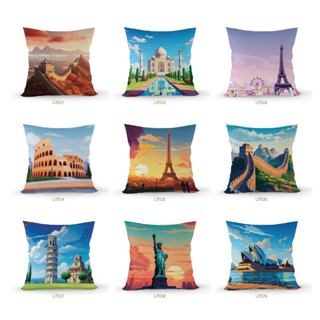 หมอนอิง สถานที่ท่องเที่ยว สวยเก๋หมอนอิงโซฟา  ผ้าไมโครป้องกัน…