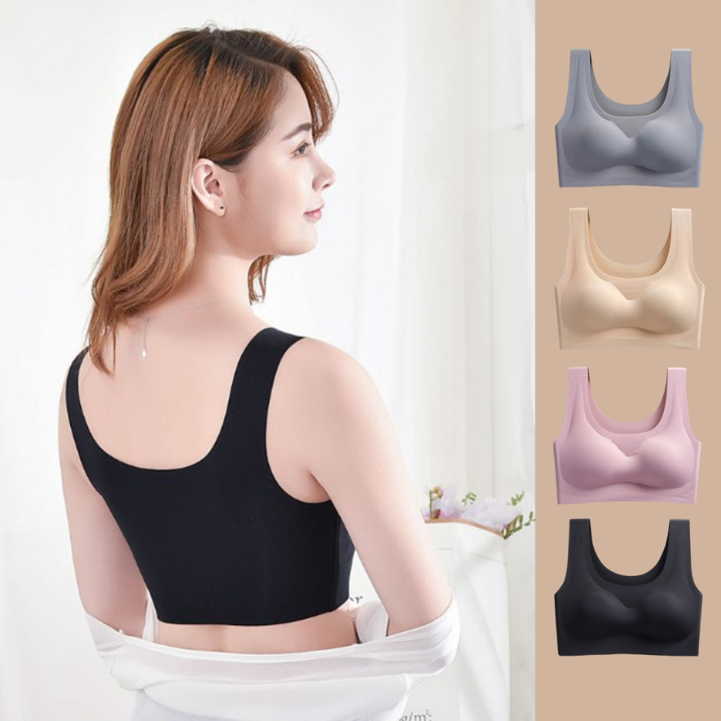 เสื้อชั้นในสตรี สปอร์ตบราไร้โครง B-024 เสริมฟองน้ำถอดได้ เนื้อผ้าบางสบาย ระบายอากาศได้ดี พร้อมส่ง