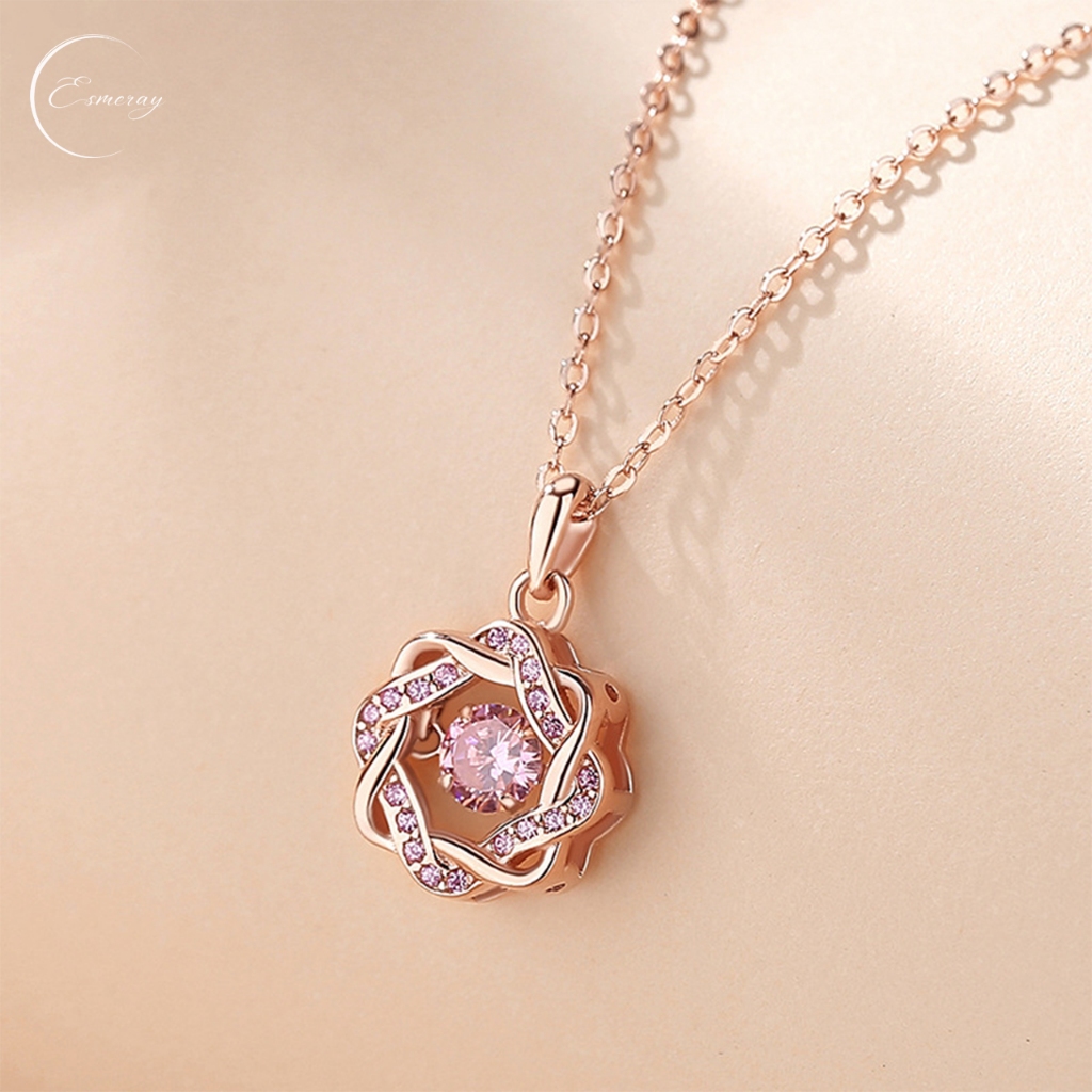 Peach Heart Necklace สร้อยเงินแท้ Esmeray หัวใจดอกท้อ สวย รูปที่ 2