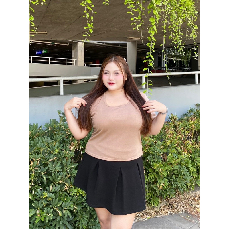 รุ่นClassic คอเหลี่ยมผ้าร่องยืดสาวอวบผ้าดี ไม่บาง อก40-50