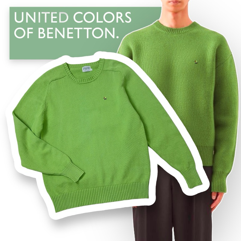 UNITED COLORS OF BENETTON green knit cotton sweater
