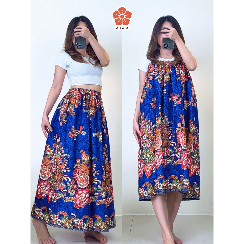 ผ้าถุงอาบน้ำ ผู้ใหญ่ กระโจมอก เสื้อคลุม ชุดคลุมอาบน้ำ ผ้าขนหนู เอวยางยืด ใส่เข้าค่าย ลายดอกไม้