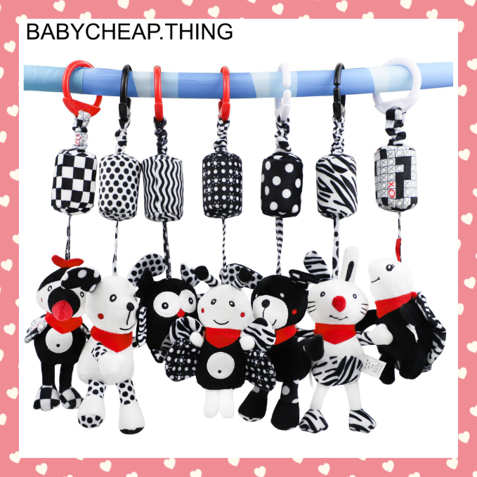 โมบายแขวนรถเข็นเด็ก (Doll51) -  โมบายแขวนแปล ขาว-ดำ เสียงดัง