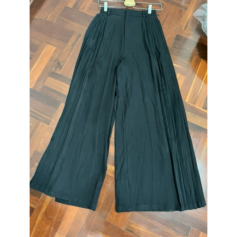 F74กางเกงขายาวแต่งจีบ