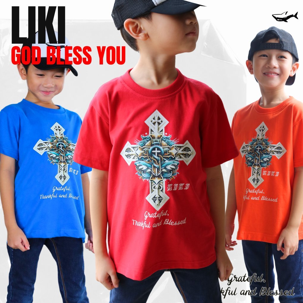 เสื้อยืดเด็ก รุ่น LIKI X GOD BLESS YOU ลายไม้กางเขน