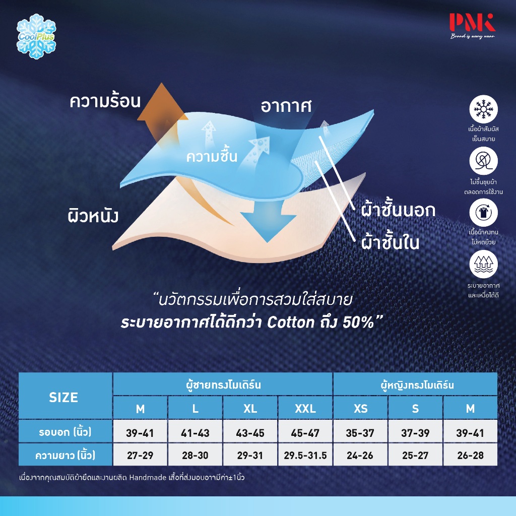 PMK-01CQ - เสื้อโปโล รุ่น Coolplus CQ เสื้อคอปก สีสด คงทน อยู่ทรงสวย เย็น สบาย ไม่ขุย ผู้ชาย ผู้หญิง - รูปที่ 6