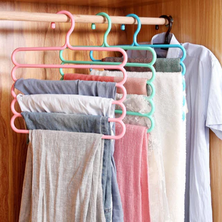 ไม้แขวนเสื้้อ 5 ชั้น ไม้แขวนพลาสติก แขวนเสื้อ กางเกง เนคไท ผ้าพันคอ และอื่นๆ พร้อมส่ง