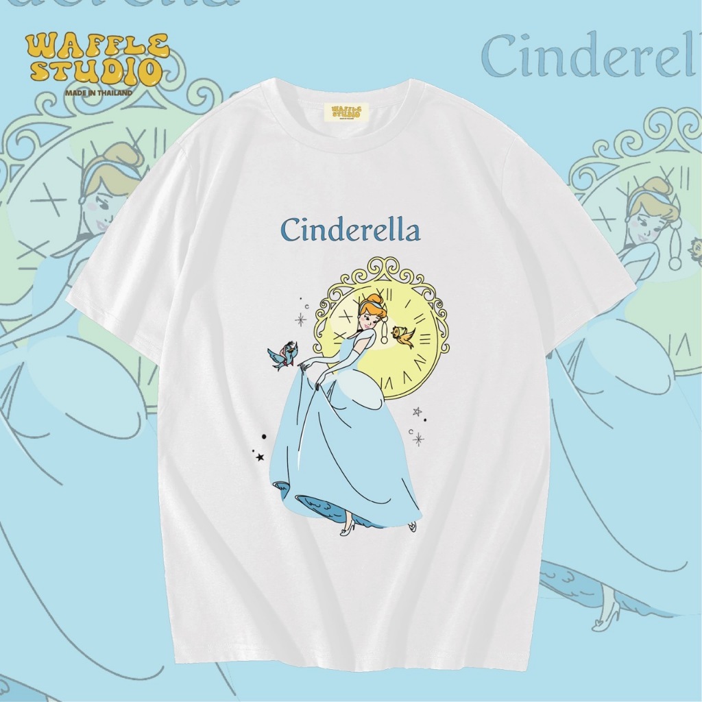[ส่งฟรี ] WS0285 เสื้อยืดโอเวอร์ไซส์ เสื้อยืดเกาหลี ผ้าคอตตอน100% เสื้อยืด เจ้าหญิง ดิสนีย์ disney WAFFLE STUDIO