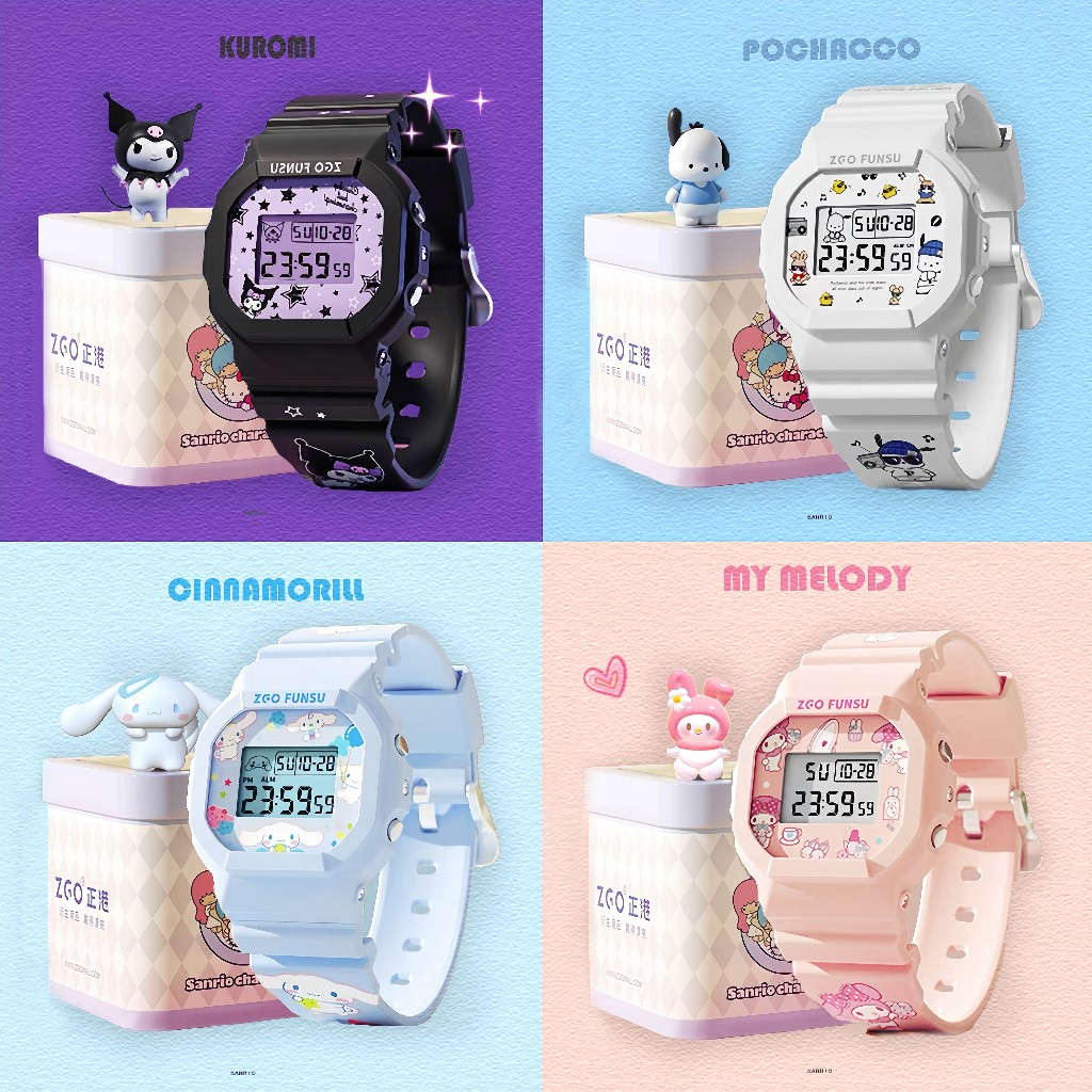Sanrio สาวๆ ดู นาฬิกาดิจิตอล กันน้ำ การ์ตูน น่ารัก