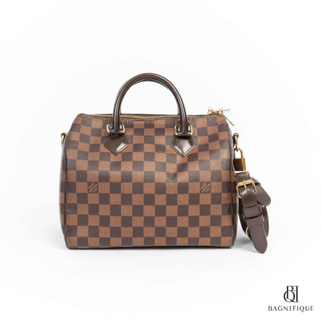 L V SPEEDY 25 BROWN DAMIER CANVAS GHW