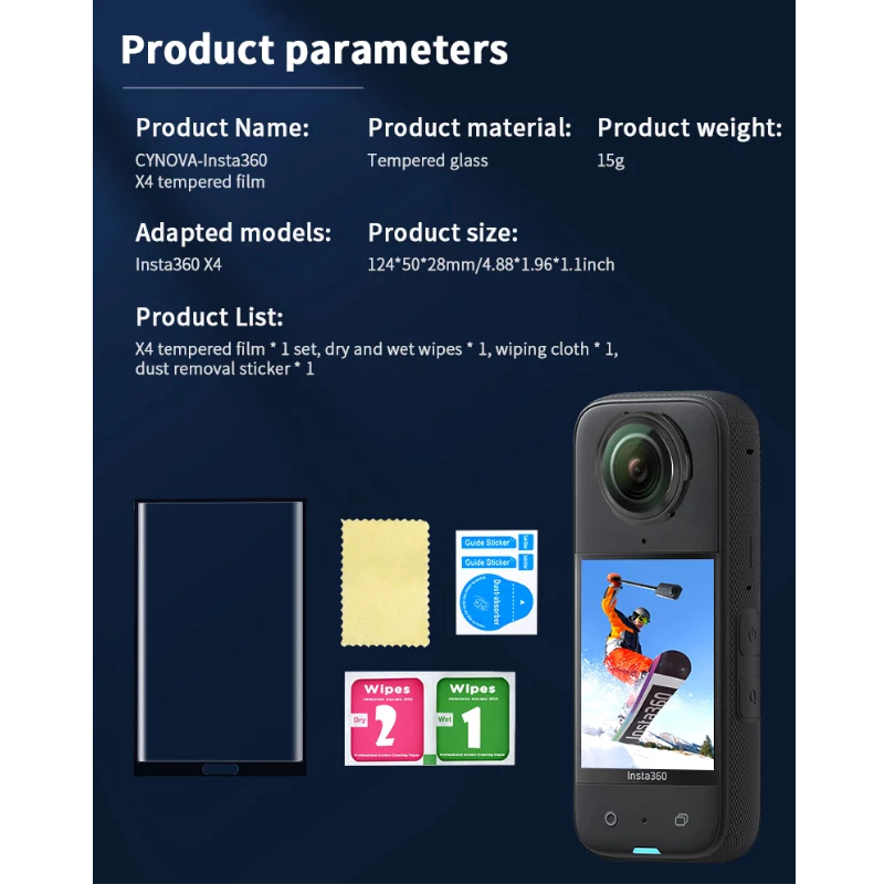 CYNOVA Insta360 X5 / X4 Tempered Glass Screen Protector thumbnail 8