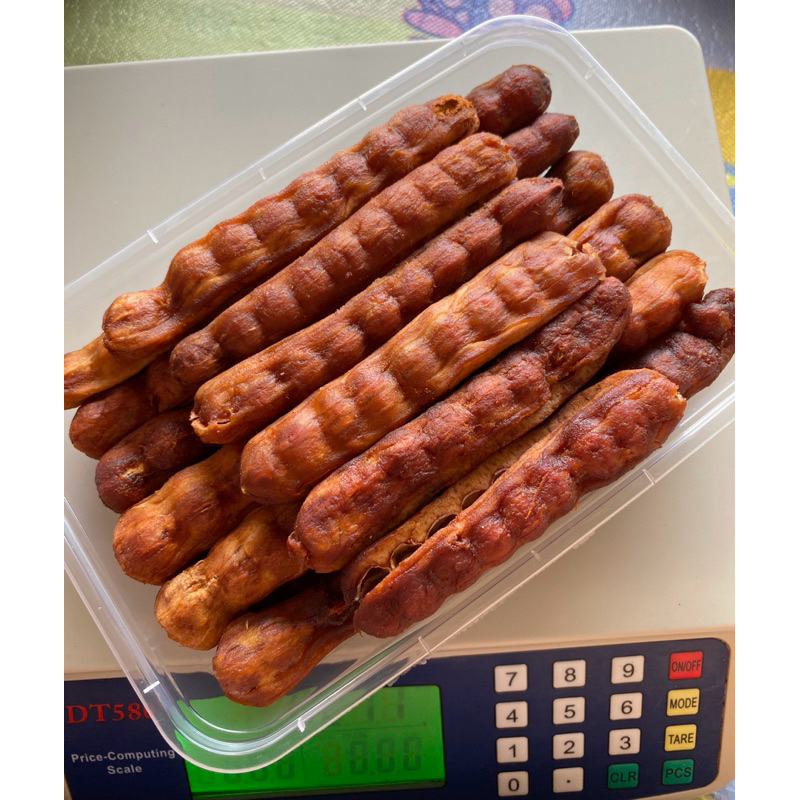 มะขามหวานพันธุ์สีชมพูอบไร้เมล็ด ฝัก กล่อง200 กรัม หวานอมเปรี้ยว