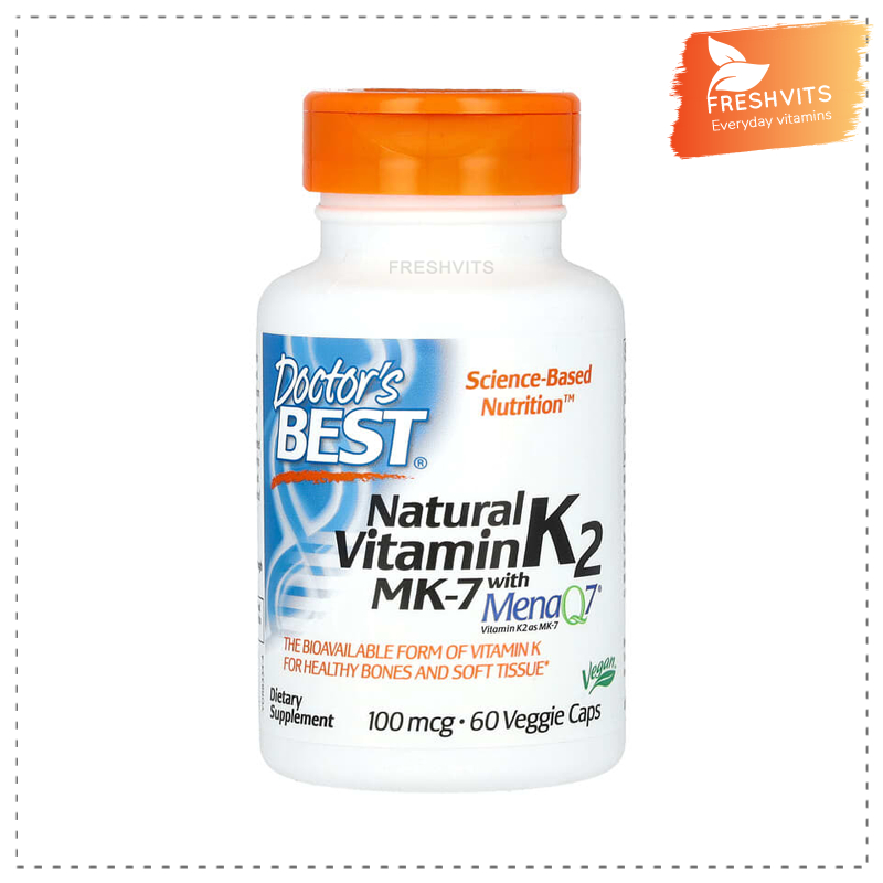 Doctor's Best, Natural Vitamin K2 MK-7 with MenaQ7, 100 mcg, 60 Veggie Caps