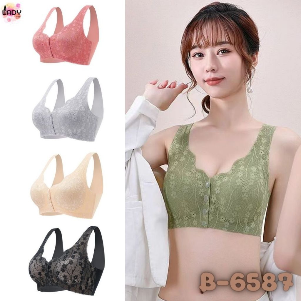 จัดส่งฟรี B-6587 บรากระดุมหน้า ฟองน้ำกลางถอดออกได้  SIZE M-4XL ⚡ส่งไวจากไทย⚡