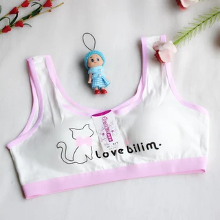 สปอร์ตบราเด็กหญิง เสื้อในเด็ก ลายเเมว 7-12ขวบ มีฟองน้ำ ทรงสปอร์ต สวมใส่ง่าย ใส่สบาย