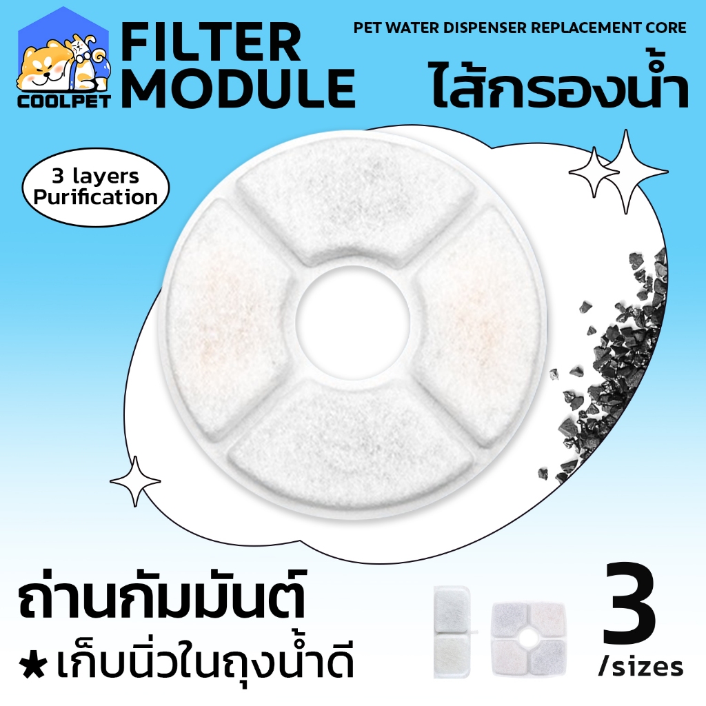 coolpet Filter element ไส้กรองเกรดดี มีคุณภาพ ไส้กรองน้ำพุแมว แผ่นกรองน้ำพุ แผ่นกรองดูดซับสิ่งสกปรก มีหลายแบบให้เลือก