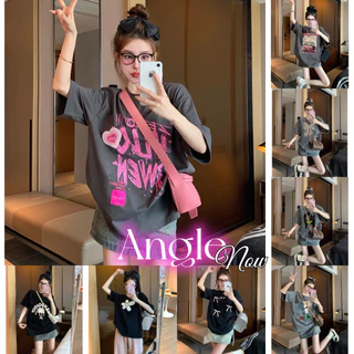 (จัดส่งตลอด 24 ชั่วโมง）Angle Official เสื้อยืดผู้หญิง Oversize เสื้อแขนสั้น สไตล์มินิมอล ใส่สบาย แฟชั่นเกาหลี T61