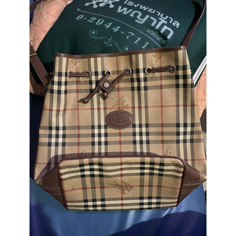 vtg burberry bucket bag