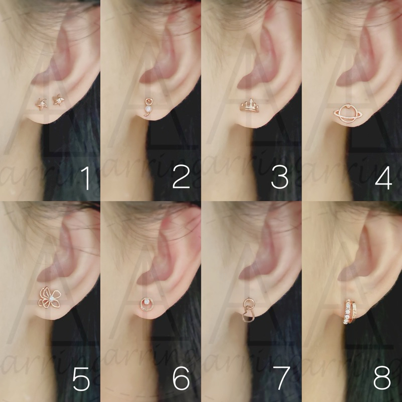 [มินิมอลสีพิงค์โกลด์74] ต่างหูมินิมอลแบบติดหู ราคาต่อ1คู่ พร้อมแป้น(ทับหลัง)แบบโลหะทุกคู่