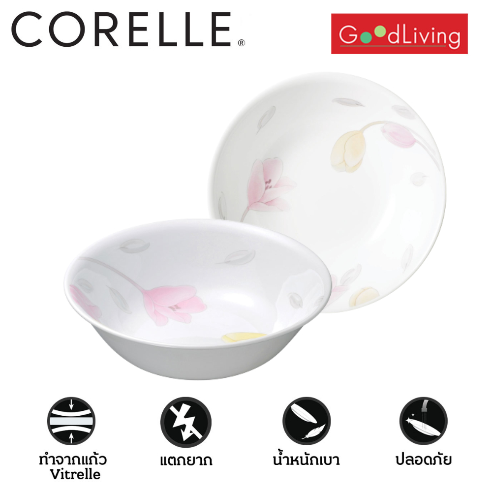 Corelle Elegant City ชามเสิร์ฟ 1 ลิตร ขนาด 8.5 นิ้ว (21.5 ซม.)จำนวน 2 ชิ้น / C-03-432 EC-2