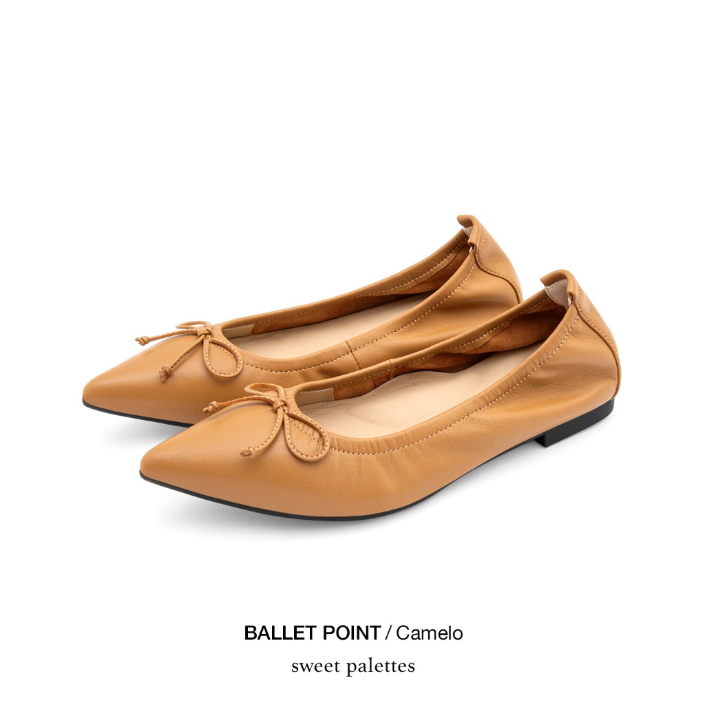 Sweet Palettes รองเท้าหนังแกะ Ballet Point Camelo