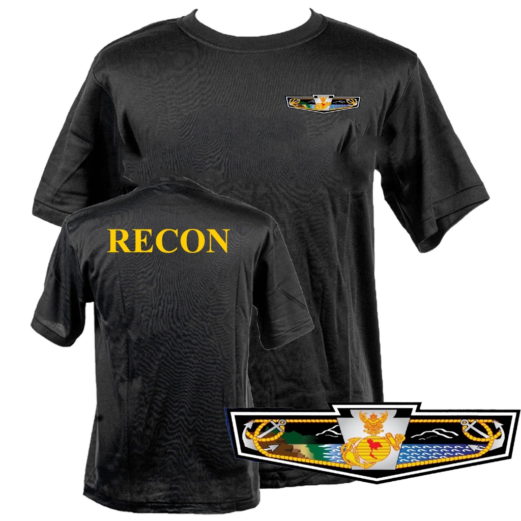 เสื้อยืดสีกรมท่า สกรีนลาย รีคอน RECON