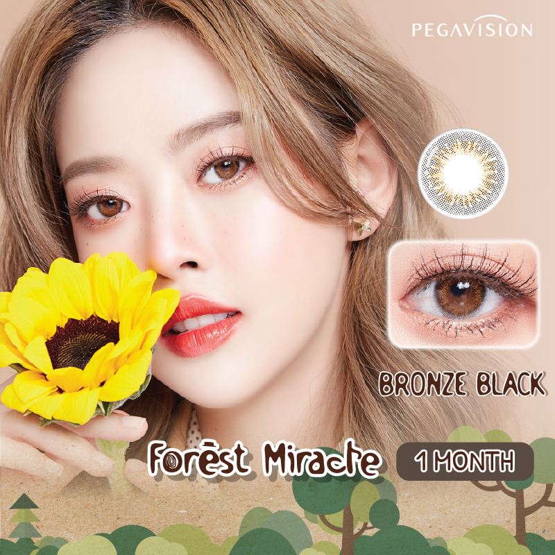 คอนแทคเลนส์สี รายเดือน PEGAVISION รุ่น Forest Miracle สี Bronze Black (2 เลนส์/กล่อง)