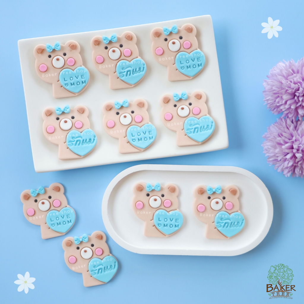 Baker Tree น้ำตาลแต่งเค้ก "น้องหมีรักแม่" ทานได้ กัมเพสแต่งขนมน่ารัก น้ำตาลปั้น