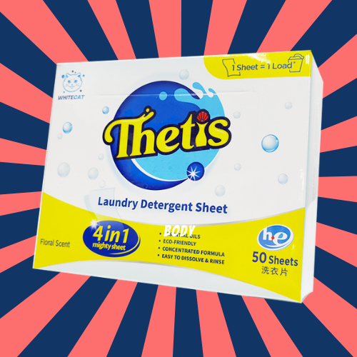 Thetis Eco-friendly Laundry Detergent Sheet แผ่นน้ำยาซักผ้าเป็นมิตรกับสิ่งแวดล้อม 50sheet/box