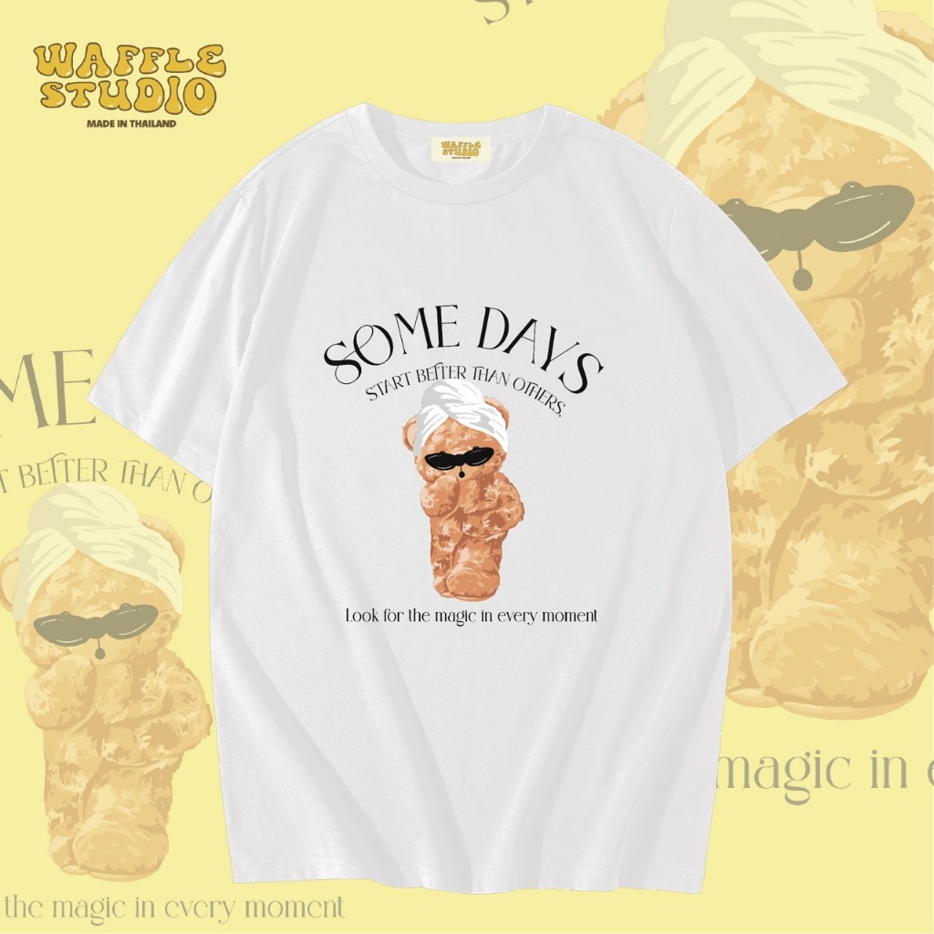 [ส่งฟรี ] WS0297 เสื้อยืดโอเวอร์ไซส์ เสื้อยืดเกาหลี ผ้าคอตตอน100% เสื้อยืด WAFFLE STUDIO