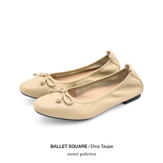 Sweet Palettes รองเท้าหนังแกะ Ballet Square Diva Taupe
