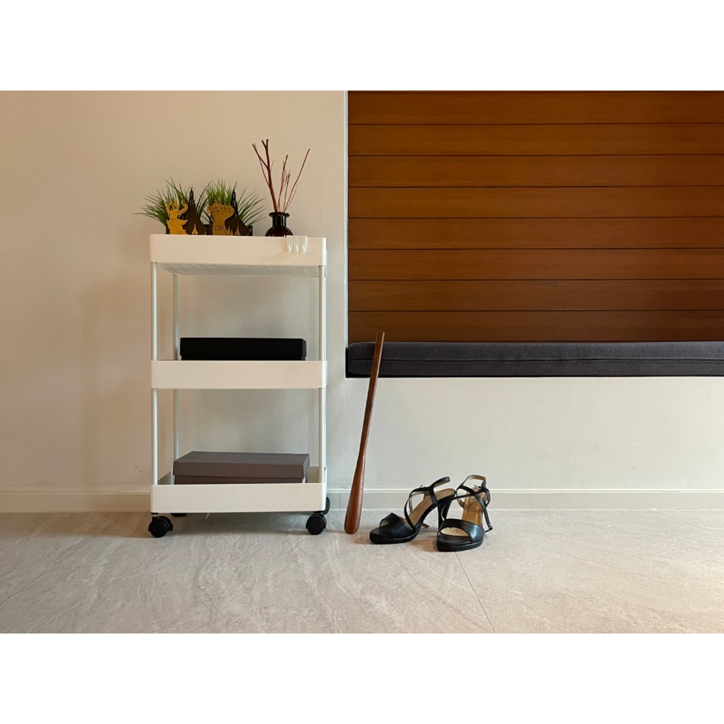 Kassa Home ชั้นวางของพลาสติกอเนกประสงค์ พร้อมล้อเลื่อน 3 ชั้น Skinny Kassa Home ขนาด 40x22x72 ซม. สี