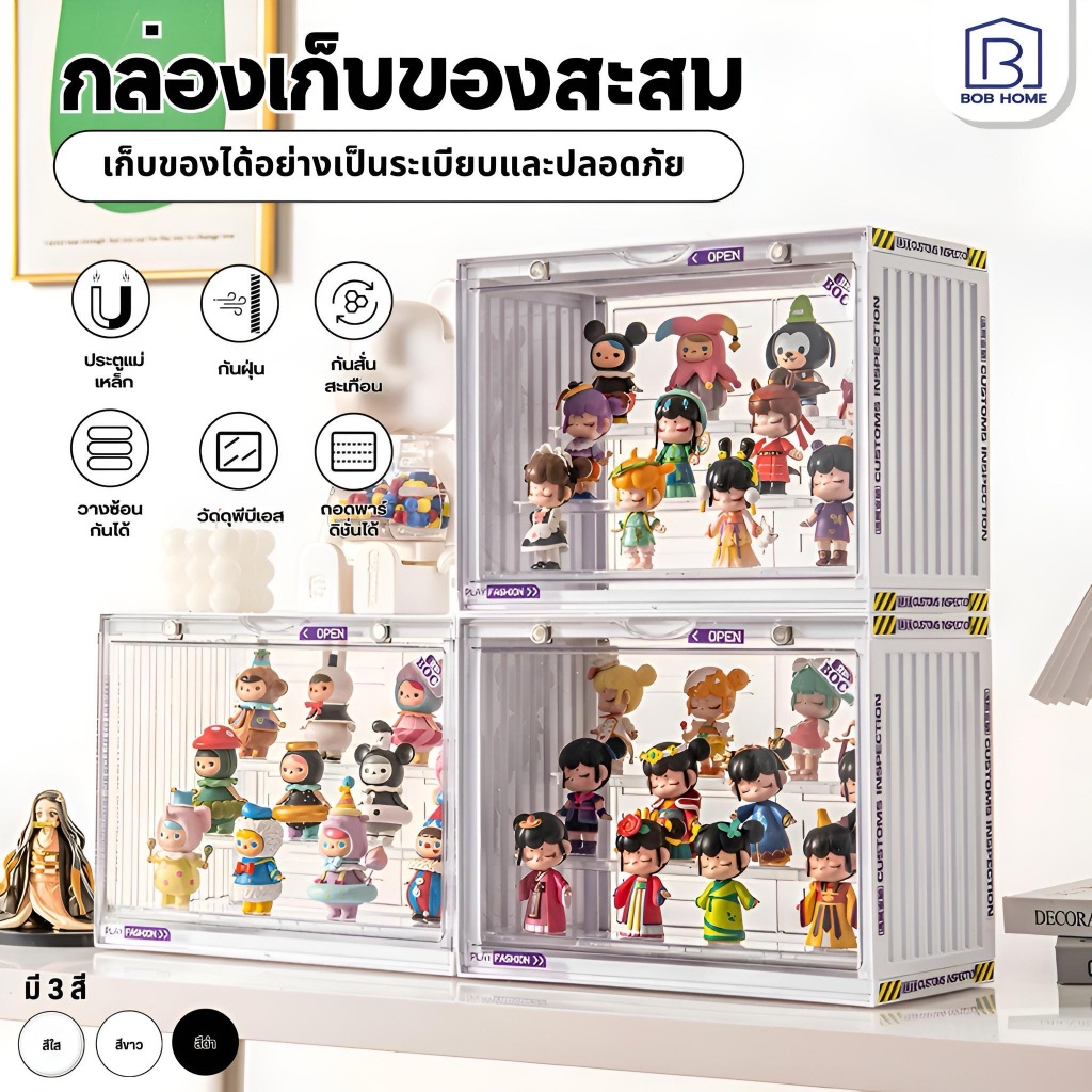 ตู้โชว์ตุ๊กตา ชั้นวางโมเดลอะคริลิคคอนเทนเนอร์ Labubuกล่องโชว์โมเดล ที่เก็บโมเดล ที่โชว์โมเดล สไตล์ยอดนิยม กันฝุ่น กันน้ำ