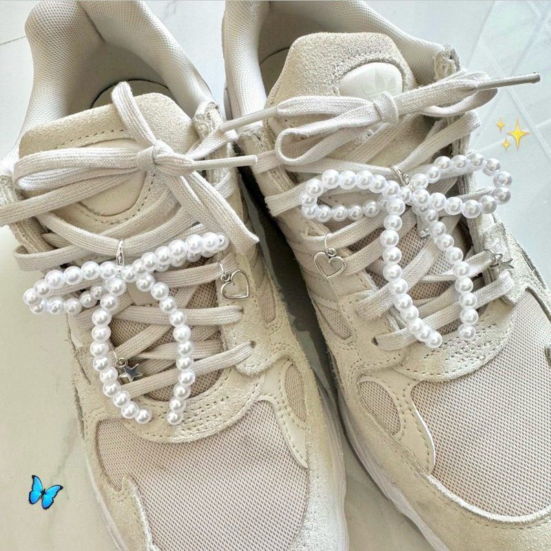 จี้โบว์ลูกปัด ติดรองเท้า อุปกรณ์เสริมรองเท้า พร้อมส่งในไทย💕