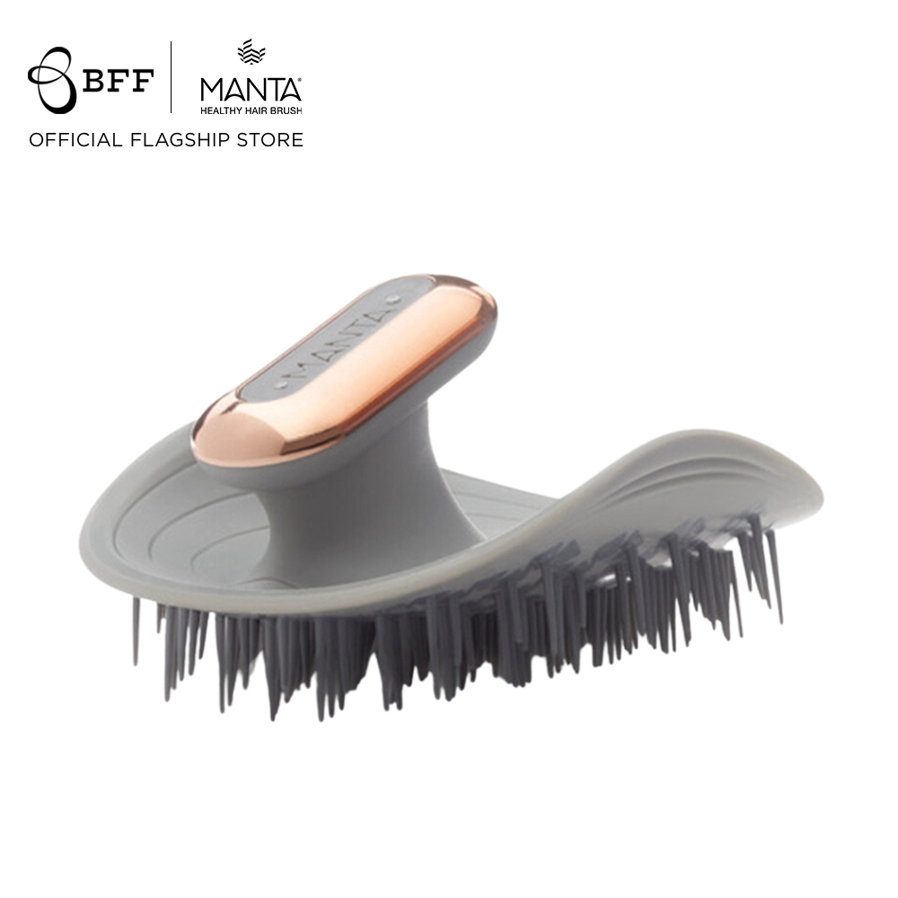 Manta - Pulse Healthy Hair Brush Therapy (Cool Grey) แบบสั่น (ผมร่วง, รังแค, หวีนวด, หวีสระผม, ถนอมเส้นผม)
