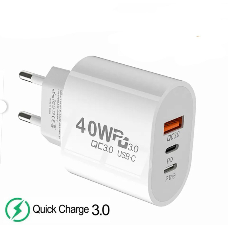 USB Charger Fast ชาร์จ40W USB Type C Charger Quick Charge 3.0อะแดปเตอร์โทรศัพท์สำหรับ iPhone 13 Xiaomi Huawei Samsung