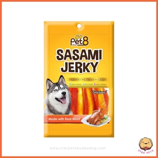 Pet8 ขนมสุนัขแสนอร่อย Sasami Jerky ขนมหมาแสนอร่อย สันในไก่หลากรสชาติ ขนาด 50g (JJ01-14)