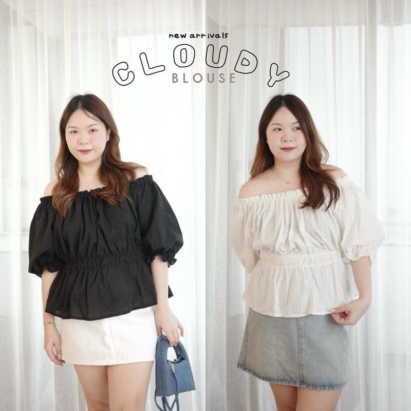 New in' Cloudy blouse เสื้อปาดไหล่สีพื้น