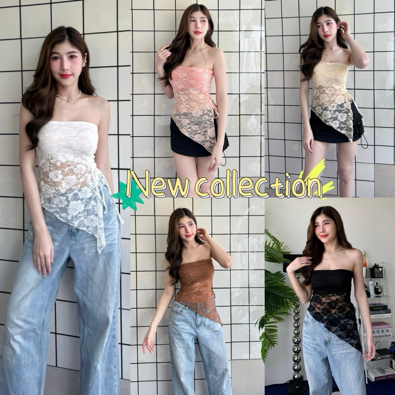 🔥ใหม่ล่าสุด🔥เสื้อเกาะอก สุดเซ็กซี่🔥ผ้าลูกไม้ มีซับใน✨ดีเทล รูดข้าง ทำให้หุ่นเพียวสวย😊 เสื้อลูกไม้🔥เสื้อครอป ✅พร้อมส่ง