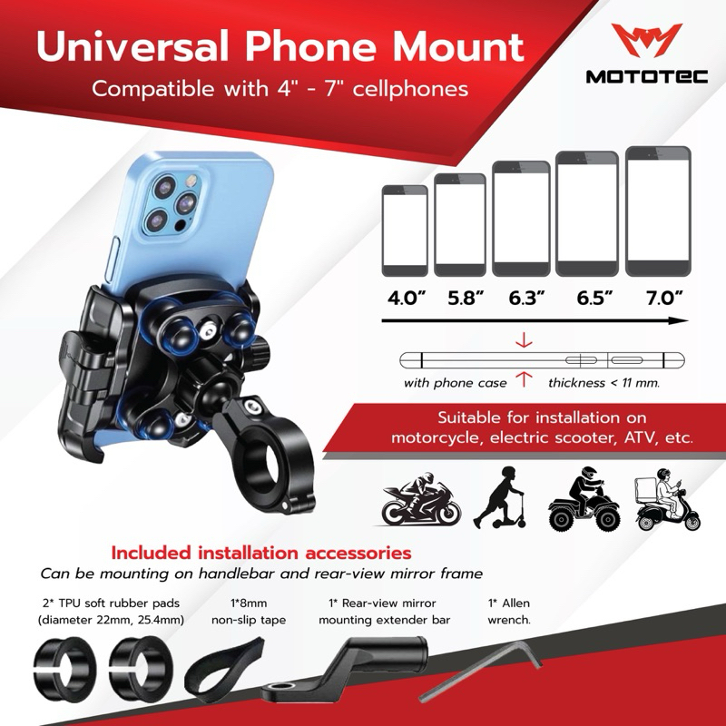 {ไลฟ์ลดแรง}MOTOTEC  PLUS Series Dampening System ที่จับมือถือ สำหรับมอเตอร์ไซด์ แบบปลดล็อคเร็วพร้อมระบบลดการสั่นสะเทือน ราคา ถูกที่สุด ดีลบีเคเค แกลเลอรีภาพที่ 8