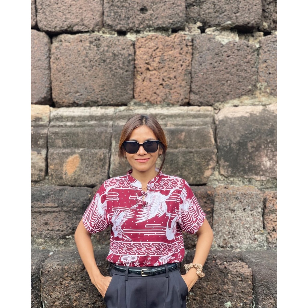 เสื้อคอจีน เสื้อลายจังหวัดบุรีรัมย์ ผ้าเมมเบิร์ต ใส่สบายๆ ผลิตตัดเย็บโดยชุมชนOTOP